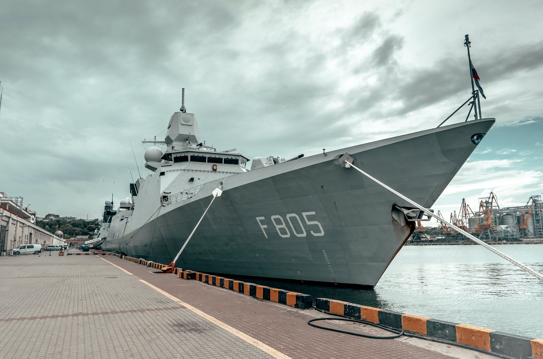 a ship docked at the harbor